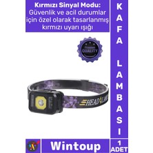 Wintoup #kafalambası Güçlü Powerled Smd Dış Mekan Av Kamp Fener Pratik Sensörlü Sinyalli Şarjlı Kafa Lambası