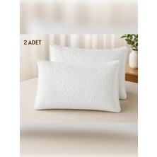 2 Adet Visco Tombul Yastık - Beyaz - 40X60 cm Boyun Rahatlatıcı Yastık Giderici Visco