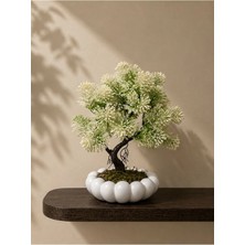 Lineva Beyaz Bubble Saksıda Yapay Beyaz Kasımpatı Bonsai – Dekoratif Yapay Çiçek