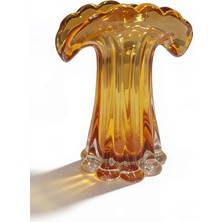 Hann Dekor Ithal Palmiye Amber Cam Vazo Büyük 24 cm