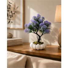 Lineva Beyaz Bubble Saksıda Yapay Mor Kasımpatı Bonsai – Dekoratif Yapay Çiçek