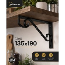 Ergün Store Ferforce Raf Altı Lüx , Raf Tutucu , Raf Altı Siyah , Raf Altı Metal Destek , Raf Demir Siyah Bağlantı Elemanı 130X195 Metal L Ayak 1 Adet