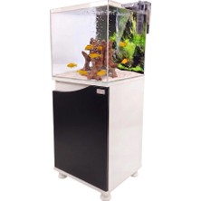 Kanki Pet 40X40X40 Nano Siyah Sehpalı Akvaryum Seti 6mm Ultra Clear Cam