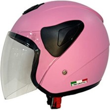 Empressco Şeffaf Camlı Pembe Yarım Kask, Şık ve Güvenli Tasarım