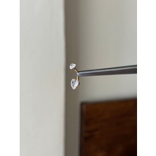 Rupen Kraft 316 L Cerrahi Çelik 2 Baget Taşlı Kalp Piercing Kalpli Göbek Piercingi