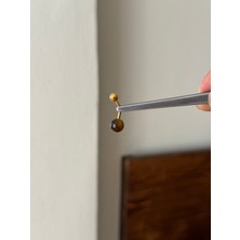 Rupen Kraft 316 L Cerrahi Çelik Kaplan Gözü Taşlı Göbek Piercingi Doğal Taşlı Piercing