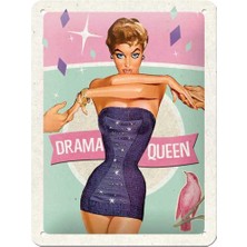 Nostalgic Art Drama Queen Kabartmalı Metal Duvar Panosu