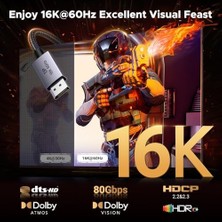 80GBPS Displayport Kablosu 2.1 16K@60Hz 8K@240Hz 4K@480Hz Ekran Bağlantı Noktası Kablosu 3.3ft Dp Kablosu Hdr, Hdcp2.3, DSC1.2A, Freesync, G-Sync, Alu Örgü Uyumlu Monitör, Grafik Rtx 5090 4090