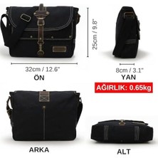 4047 Antiochia Gl Hakiki Deri Omuz Postacı Okul Suya Dayanıklı Mumlu Kanvas Laptop Çantası