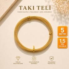 Duck Hoby 1,5 mm Kalınlık Gold  4,5-5 Metre Aras Tel Çiçek Takı Taç Hobi Şönil Amigurumi Elin, Çiçek, Filografi ve Takı Armcuff Teli