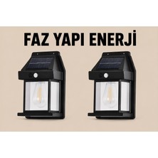 Cata Faz Proje Enerji Elektrik Güneş Enerjili Solar Aplik Duvar Lambası Hareket Sensörlü IP44 Dış Mekan Bahçe Aydınlatma 20W 2'li Set