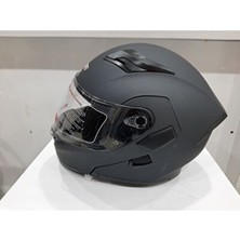 Empressco Mat Siyah Jk 902 Çene Pedli Güneş Vizörlü Açılır Kask