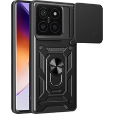 Uray Store Xiaomi Mi 14T Pro Kılıf Pars Lens Yüzüklü Silikon - Siyah