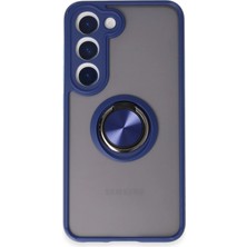 Uray Store Samsung Galaxy S23 Kılıf Montreal Yüzüklü Silikon Kapak - Lacivert