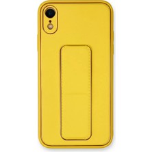 Newface Apple iPhone Xr Kılıf Coco Deri Standlı Kapak - Sarı