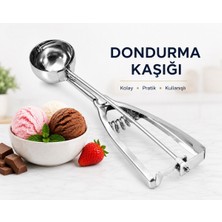 Homeneeds **paslanmaz Çelik Yaylı Dondurma Kaşığı | Dondurma Topu Yapıcı, Kurabiye Hamuru ve Meyve Topu Servis Kaşığı**