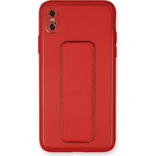 Uray Store Apple iPhone Xs Max Kılıf Coco Deri Standlı Kapak - Kırmızı