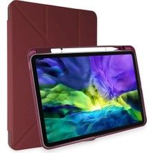 Uray Store Apple iPad Air 4 10.9 Kılıf Kalemlikli Mars Tablet Kılıfı - Mürdüm