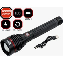 Rox Şarjlı LED El Feneri 10000 Lümen
