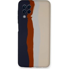 Newface Samsung Galaxy A22 Kılıf Ebruli Lansman Silikon - Lacivert-Krem