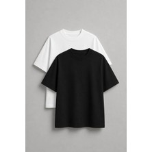 Noctilupus Official Noctilupus Premium 2’li Siyah Beyaz Oversize Basic T-Shirt Seti