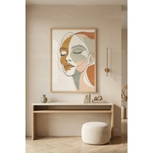 Tontilika Modern Minimalizm Yüz Çizimi 1. Kalite Ahşap Çerçeveli Tablo