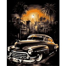 Hengam Sayılarla Boyama Kasnaklı Tablo Seti. Fırça Boya Dahil 40X50CM *siyah Araba*