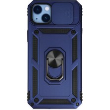 TeknoKapsül Newface Apple iPhone 14 Plus Kılıf Pars Lens Yüzüklü Silikon - Lacivert