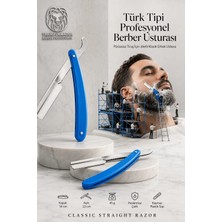 Transformacion Türk Tipi 2 li MAVİ Profesyonel Berber Usturası, Sakal Şekillendirme ve Pürüzsüz Tıraş İçin Jiletli Klasik Erkek Ustura, Türk Tipi Çelik Tıraş Bıçağı 723344