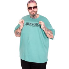 Cüsseli Büyük Beden Unisex Bisiklet Yaka Tshirt New York 26204 Çağla