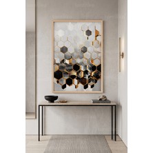 Tontilika Modern Geometrik Altıgen Desenli 1. Kalite Ahşap Çerçeveli Tablo