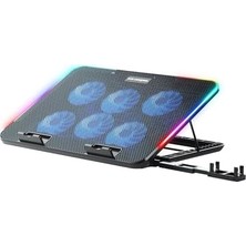 Gaming M60 Laptop Soğutucu, 2500 Rpm,10 Rgb Işık Kontrolü, 15.6-17 Inch, Hız Kontrolü, 6 Büyük Fan,telefon Standı, 2 USB