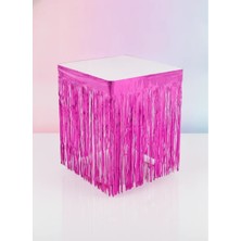 Umamiçe Pembe Renk Metalize Masa Eteği 90 x 350 cm