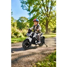 Farbu Oyuncak 447 Motocross 12V Akülü Motor - Amortisörlü, Mp3 Çalarlı Dijital Akü Göstergeli Motor - Beyaz