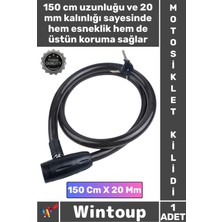 Wintoup #kilit Sağlam Halat Yüksek Güvenlikli 2 Anahtarlı Motor Tam Koruma 150 cm 20 mm Motosiklet Kilidi
