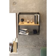 Empressco Modern Metal Duvar Rafı, Ahşap Dekoratif Kitaplık ve Komodin Seti