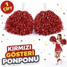 Lizbon Center 1 Çift Kırmızı Okul Gösteri Ponponları Ekstra Dolgun