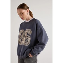 Minaaise Kadın Füme Süzene Nakışlı Şardonlu Sweatshirts 30065