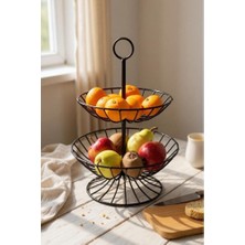 Empressco Iki Katlı Dekoratif Metal Meyvelik, 40X28X16CM, Şık ve Fonksiyonel Tasarım