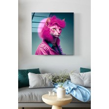 Meschain Meschaın Kedi Portre Cam Tablo, Dekoratif Cam Tablo