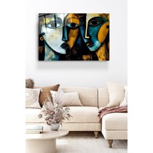 Meschain Meschaın Cubism Art Cam Tablo, Dekoratif Cam Tablo
