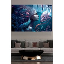 Giyinsem Mermaid And Fishes Cam Tablo, Dekoratif Cam Tablo