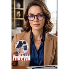 Lozzo Kadın UV400 Leopar Çerçeve Mavi Işık Filtreli Ekran Gözlü