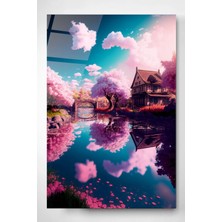 Meschain Meschaın Pink Cam Tablo, Dekoratif Cam Tablo