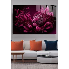 Meschain Meschaın Pink Bird Cam Tablo, Dekoratif Cam Tablo
