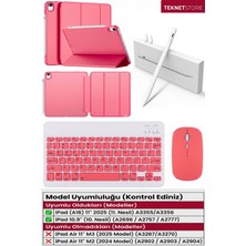 TekNetStore Ipad 11.nesil A16 11INÇ/10.NESIL 10.9inç Uyumlu Kılıf Avuç Içi Red Kalem Bluetooth Klavye Mouse Seti