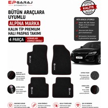 EP Garaj Otomotiv Alpına Marka Üniversal Kalın Tip Premium Siyah Halı Paspas Takımı 4 Parça – Kırmızı Dikişli