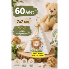 Emtory Home 60 Adet Aslan Piramit Kutu -   Lokum Kutusu - Şeker Kutusu - Mevlid Hediyelik  - Hoşgeldin Bebek