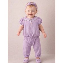 Lumbi Baby Fisto Yaka Detaylı Kısa Kollu Kız Bebek 2’li Takım