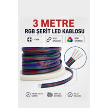 Rodevino 3 Metre Rgb Şerit LED Kablosu 4 Pin 4'lü Bağlantı Kablosu Renkli Kordon